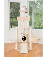 Armarkat Spacious Faux Fur Real Wood Cat Tower With Basket Lounge, Ramp