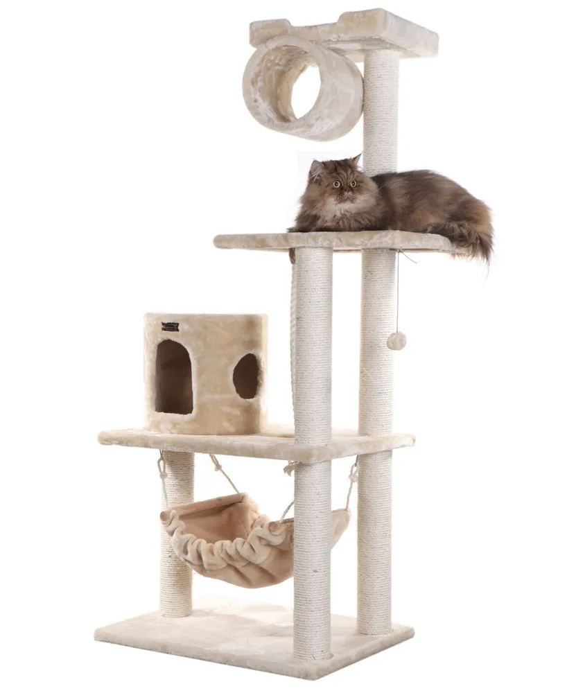 Armarkat 62" Real Wood Cat Tree & Hammock With Scratch Posts