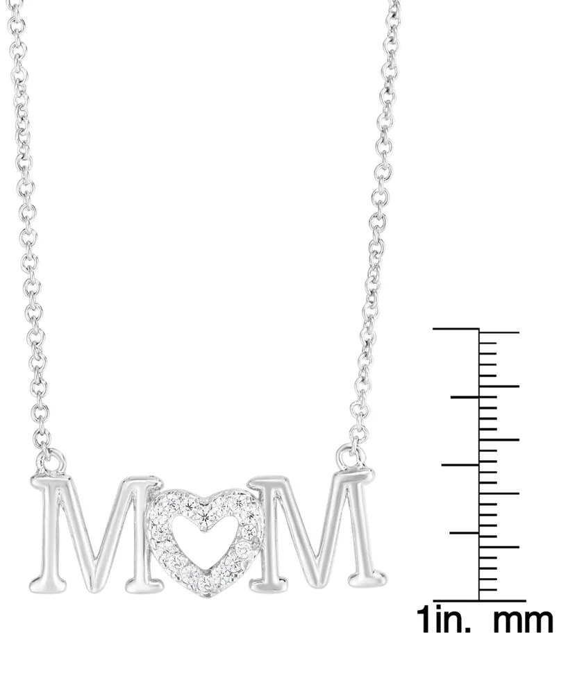 Cubic Zirconia Mom Pendant In Silver Plate