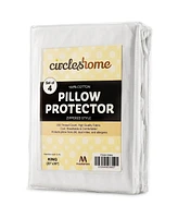 Circles Home 100% Cotton Pillow Protector with Zipper – White (4 Pack