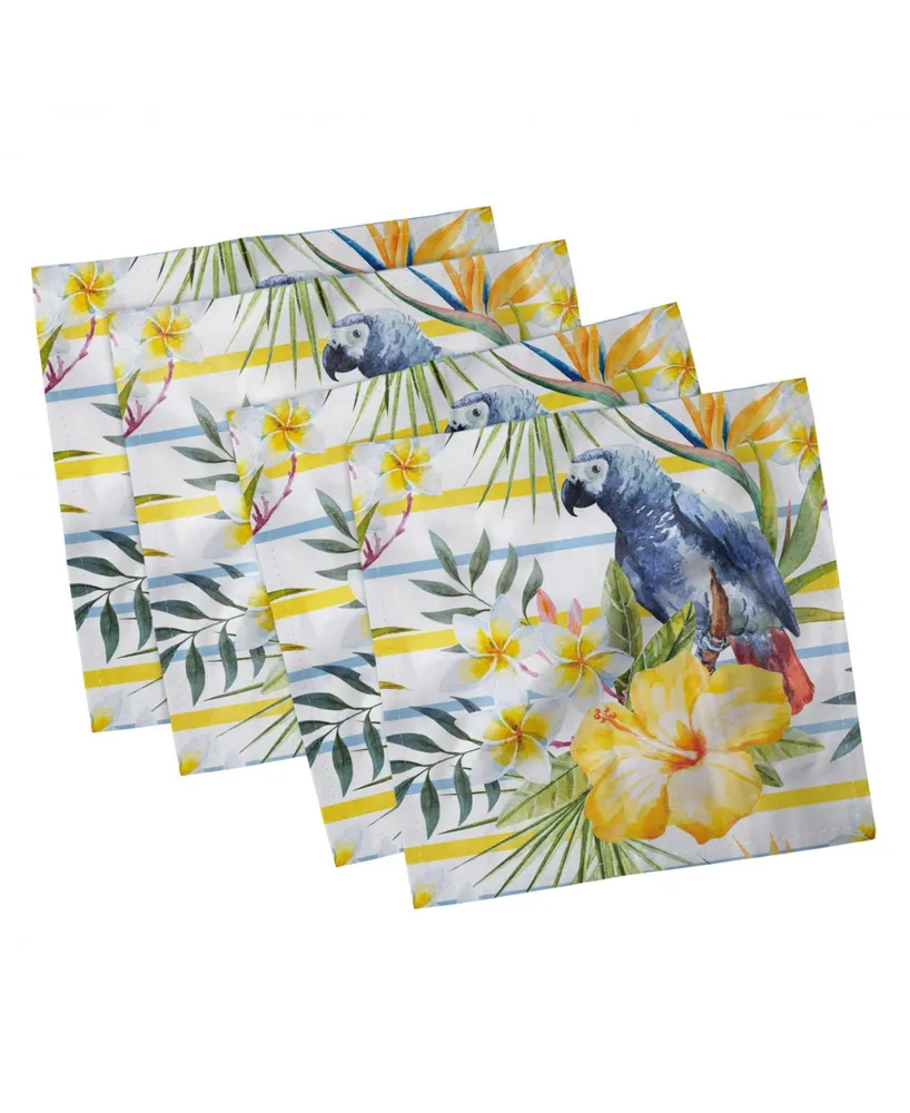 Ambesonne Parrot Set of 4 Napkins, 12" x 12"