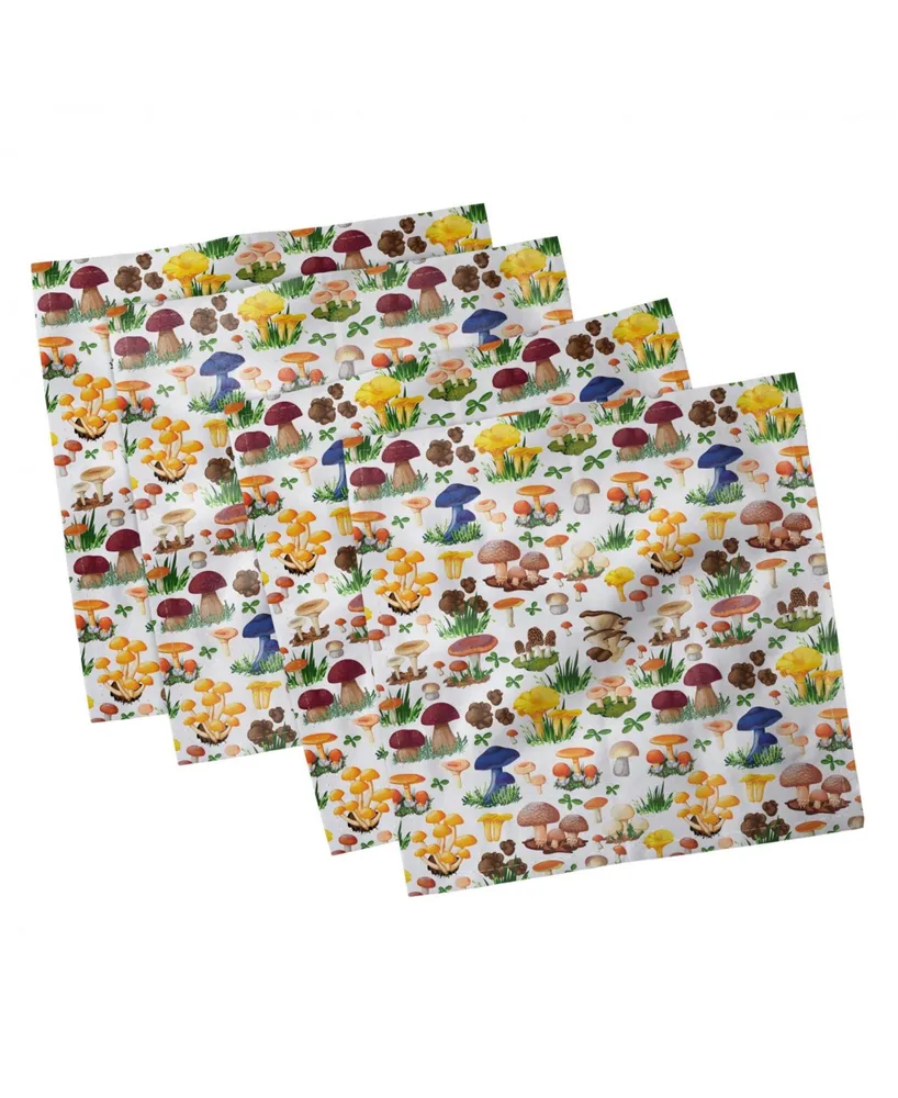 Ambesonne Mushroom Set of 4 Napkins