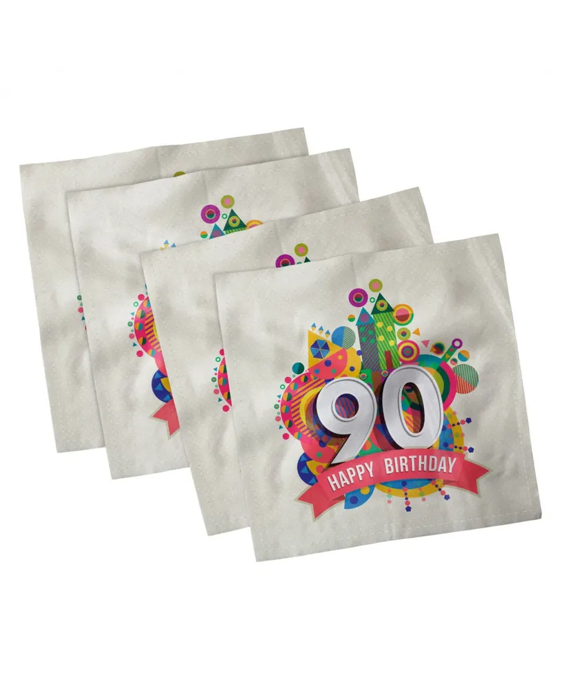 Ambesonne 90th Birthday Set of 4 Napkins