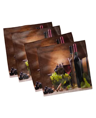 Ambesonne Wine Set of 4 Napkins