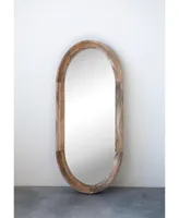 Oval Wood Framed Wall Mirror, Natural