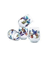 Culver Butterflies Stemless Wine Glass 15-Ounce Set of 4