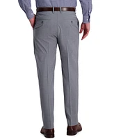 Jmh Men's 4-Way Stretch Textured Plaid Classic Fit Flat Front Performance Dress Pant