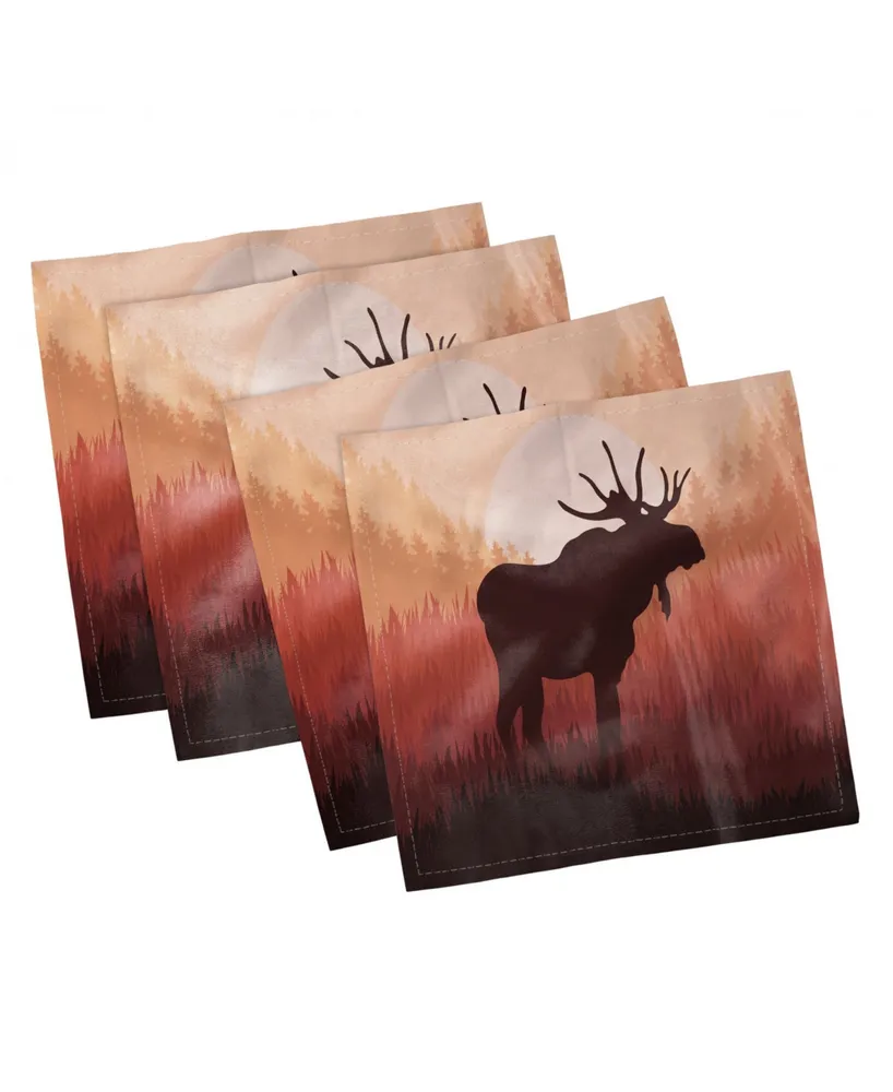 Ambesonne Moose Set of 4 Napkins, 18" x 18"