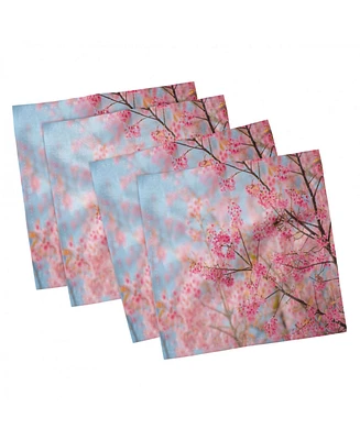Ambesonne Floral Set of 4 Napkins, 18" x 18"