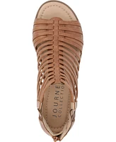 Journee Collection Women's Delilah Gladiator Sliver Wedge Sandals