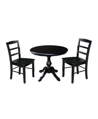 International Concepts 36" Round Extension Dining Table with 2 Madrid Chairs