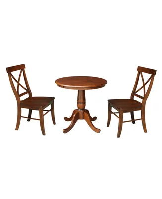 International Concepts 30" Round Top Pedestal Table with 2 Chairs