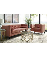 Inspired Home Lotte Velvet Button Tufted Square Club Chair