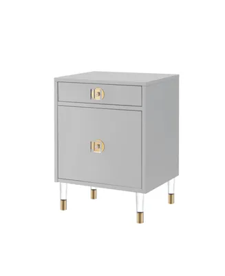 Nicole Miller Araceli Single Drawer with Storage Compartment High Gloss Nightstand
