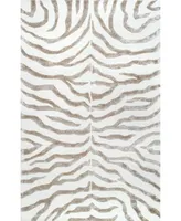 nuLoom Feral Hand Tufted Plush Zebra Gray 5' x 8' Area Rug