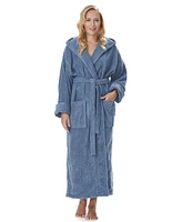 Arus Women's Hooded Full Length Gots Certified Organic Turkish Cotton Bathrobe