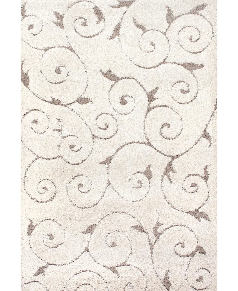 nuLoom Pattern Shag Vine Swirls Maisha Cream 3'3" x 5' Area Rug