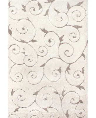 nuLoom Pattern Shag Vine Swirls Maisha Cream 3'3" x 5' Area Rug