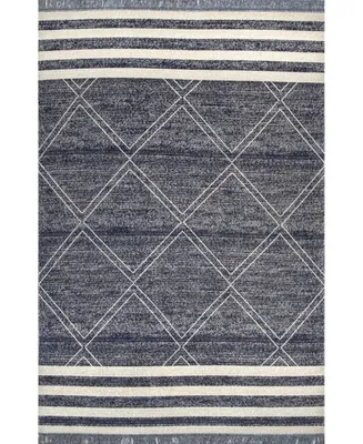 nuLoom Simone Roberge Diamonds Blue 5' x 8' Outdoor Area Rug