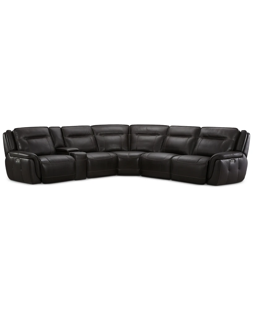 Lenardo 6-Pc. Leather Sectional with Power Recliners and Console