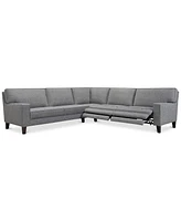Closeout! Sandrew -Pc. Fabric Sectional with 2 Power Foot Rests