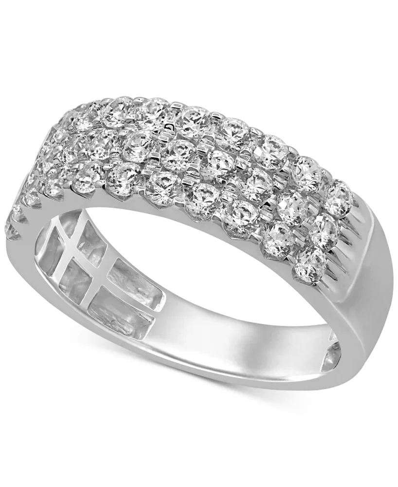 Diamond Triple Row Band (1 ct. t.w.) 14k White Gold