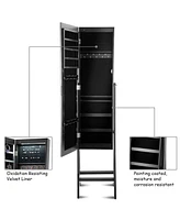 Costway Led Jewelry Cabinet Organizer Bevel Edge Mirrored Standing