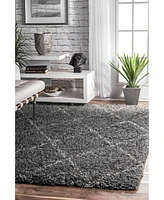 nuLoom Easy Shag Cozy Soft and Plush Diamond Trellis 5'3" x 7'6" Area Rug