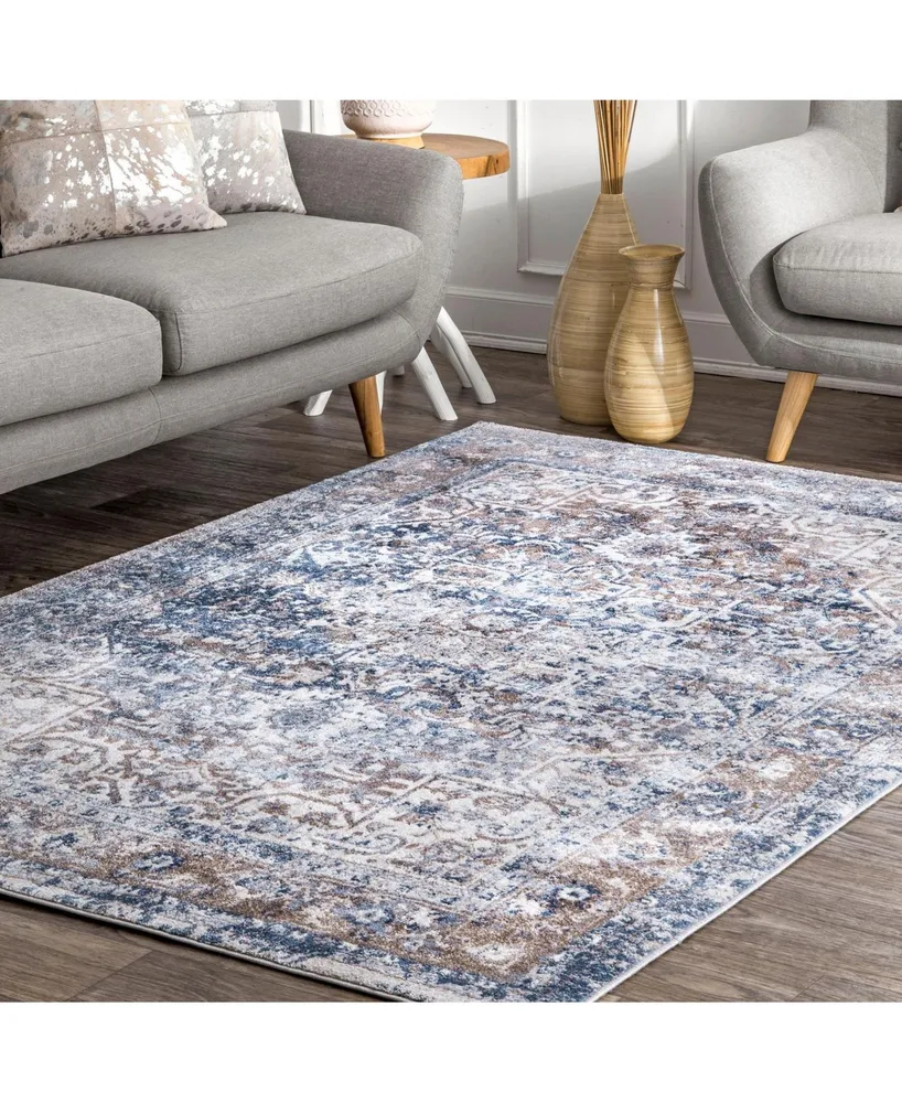 nuLoom Amber Lilah Medallion Vintage-Inspired Mist 4' x 6' Area Rug