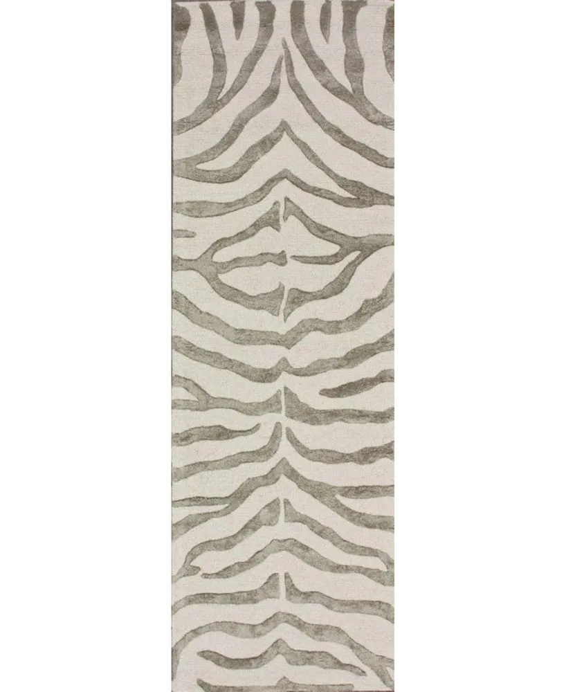 nuLoom Feral Hand Tufted Plush Zebra Gray 4' x 6' Area Rug