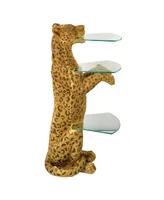 Design Toscano Royal Egyptian Cheetah Sculptural Glass-Shelved Pedestal Table