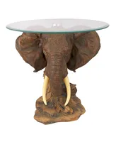 Design Toscano Lord Earl Houghton's Trophy Elephant Glass-Topped Table