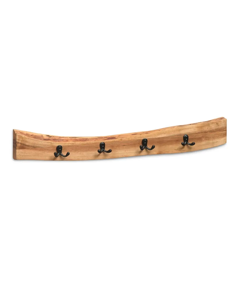 Alaterre Furniture Hairpin Natural Live Edge Bench with Coat Hook Set