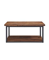 Alaterre Furniture Claremont Rustic Wood Bench with Low Shelf