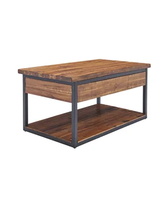Alaterre Furniture Claremont Rustic Wood Coffee Table with Low Shelf