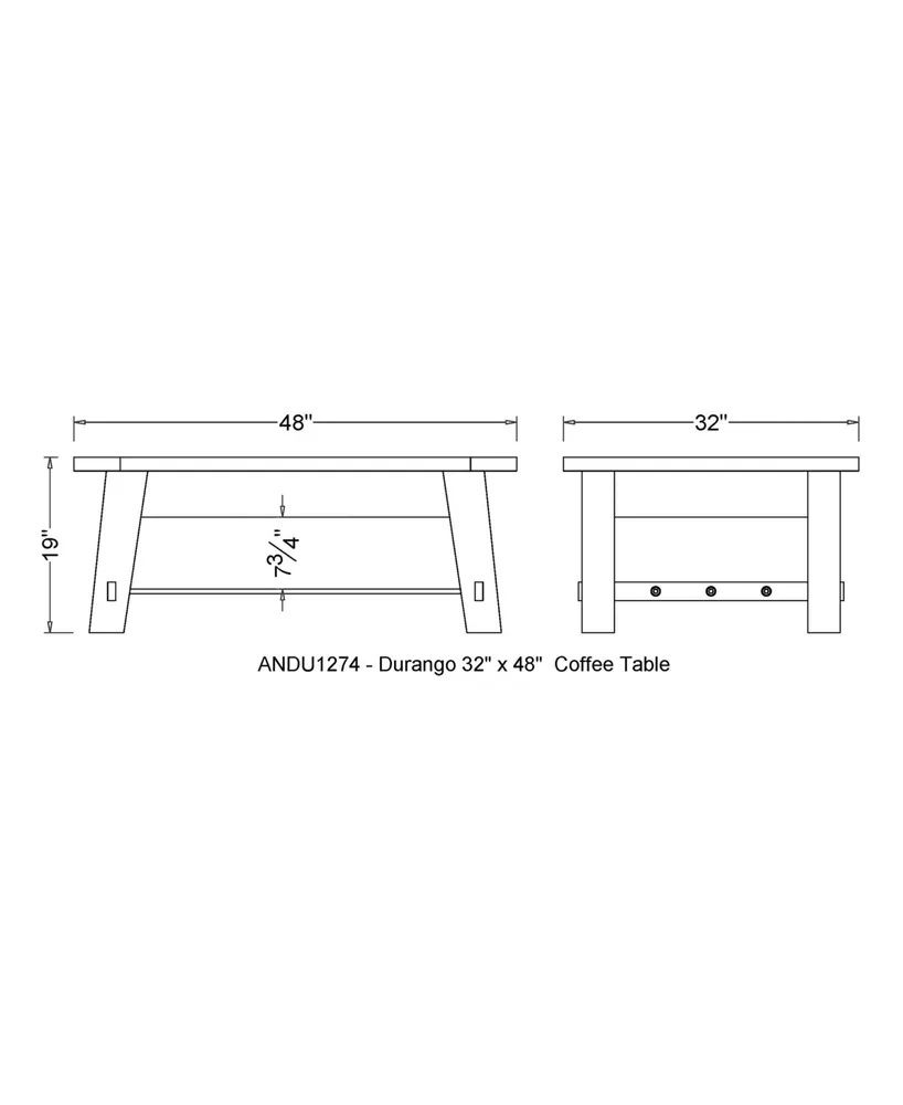 Alaterre Furniture Durango Industrial Wood Coffee Table