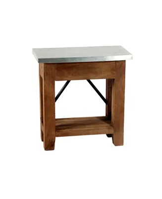 Alaterre Furniture Millwork Wood and Zinc Metal End Table with Shelf