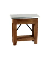 Alaterre Furniture Millwork Wood and Zinc Metal End Table with Shelf