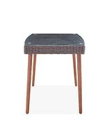 Alaterre Furniture Athens All-Weather Wicker Outdoor Cocktail Table with Glass Top