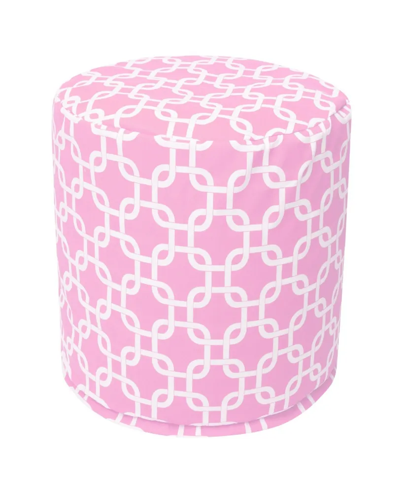 Majestic Home Goods Links Ottoman Round Pouf with Removable Cover 16" x 17