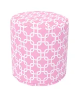 Majestic Home Goods Links Ottoman Round Pouf with Removable Cover 16" x 17