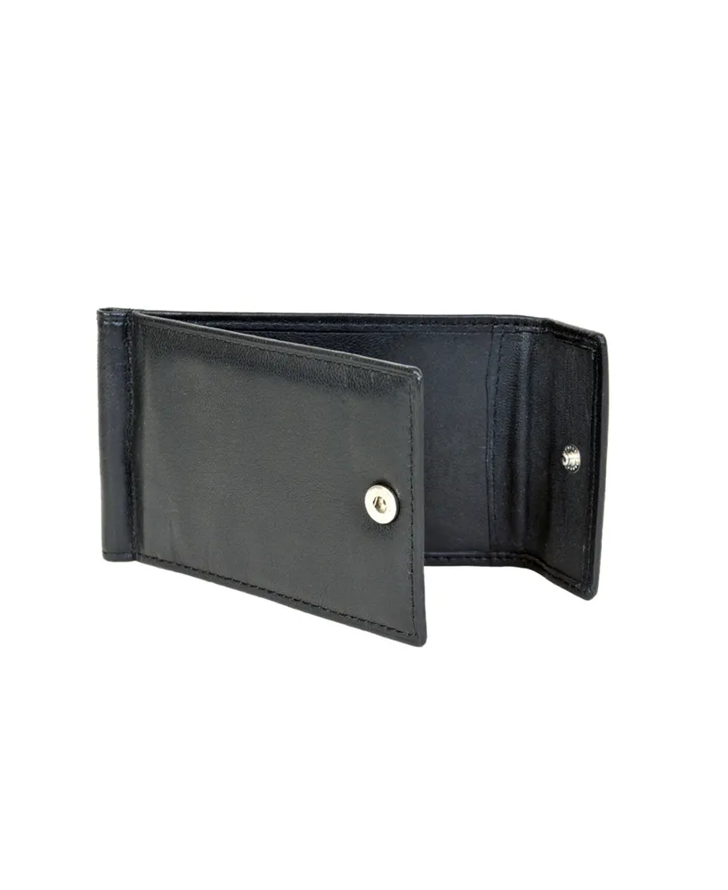 Men's Champs Genuine Leather Bill Fold Money Clip with Snap Closure