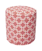 Majestic Home Goods Links Ottoman Round Pouf with Removable Cover 16" x 17
