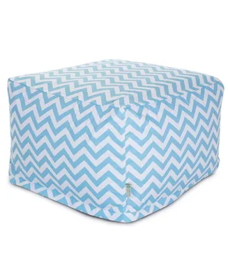 Majestic Home Goods Chevron Ottoman Square Pouf with Removable Cover 27" x 17