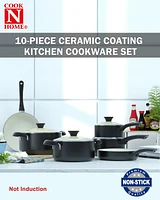 Cook N Home 10 Piece Aluminum Ceramic Coating Nonstick Cookware Sets