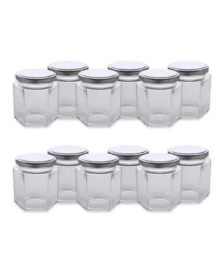 Design Imports Set of 12 Hexagon Jars with Lids