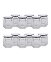 Design Imports Set of 12 Hexagon Jars with Lids