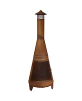 Sunnydaze Decor 70-Inch Rustic Heavy-Duty Steel Chiminea with Rain Cap and Mesh Spark Screen - Rust Patina Finish