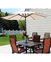 Sunnydaze Decor 9-Foot Patio Umbrella with Solar Led Lights and Push Button Tilt