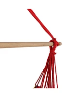Double Cushion Hanging Rope Hammock Chair with X-Stand for Backyard and Patio - 250 lb Weight Capacity - Sunset